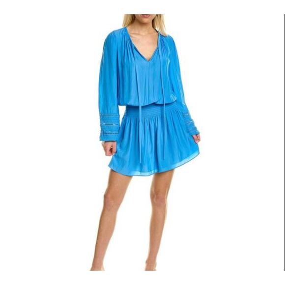 $465 Ramy Brook Rosey Dress Womens Size S Black Mini Long Sleeve V Neck New - Picture 1 of 9